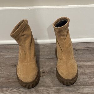 Steve Madden Camel Suede Platform Wedge Boots